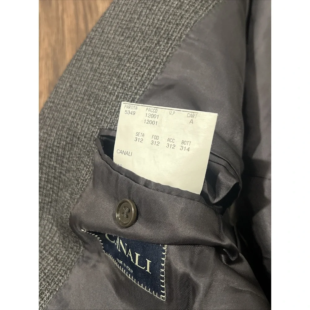 Canali Mens Wool Blazer Size 56LEU Gray Plaid Check Career Made In Italy READ